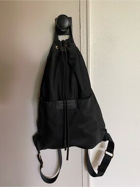 Marc Jacobs Black Drawstring Sling Backpack with Adjustable Strap